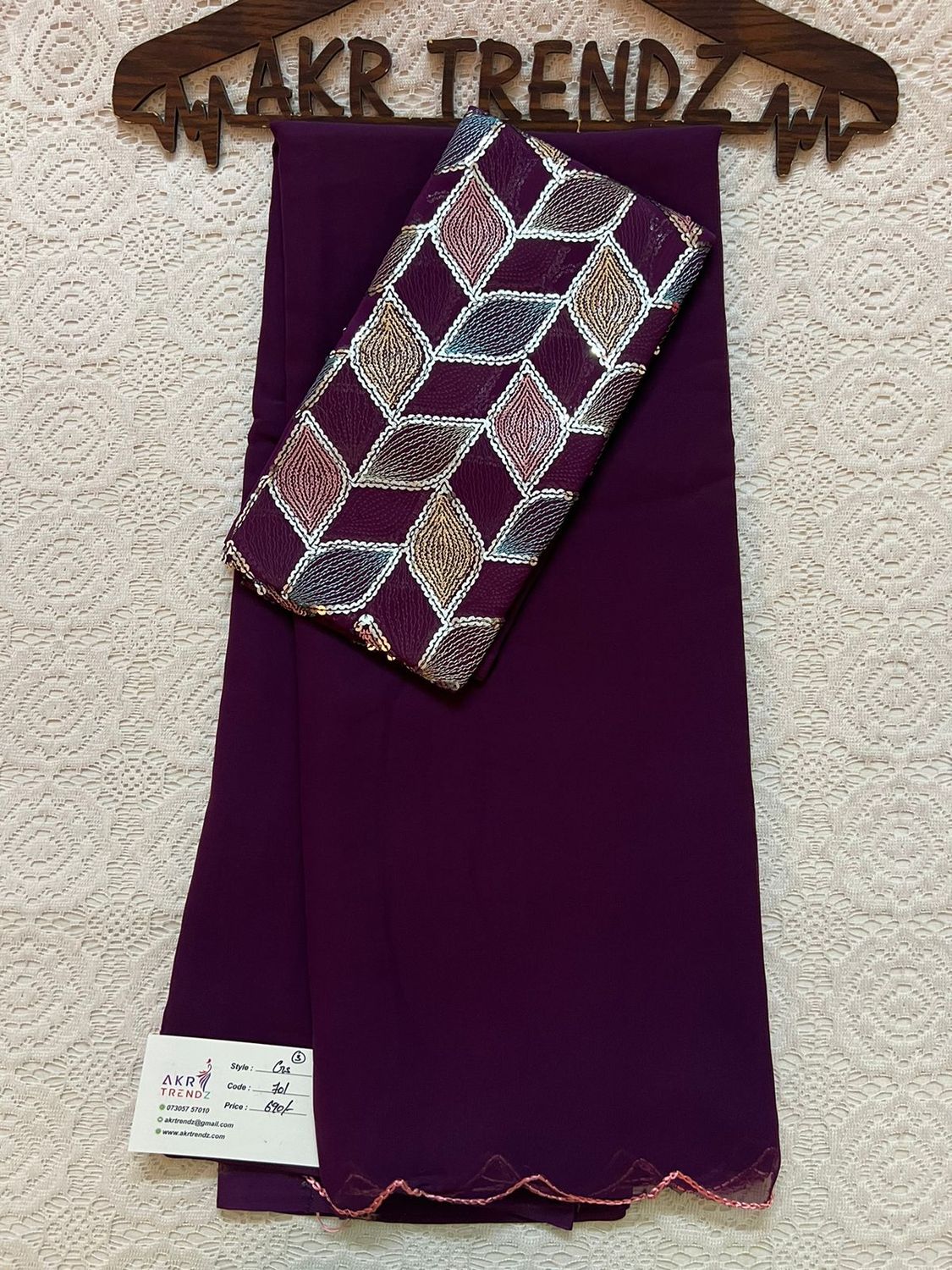 ​Plain Georgette Sarees with Embroidered Blouse​