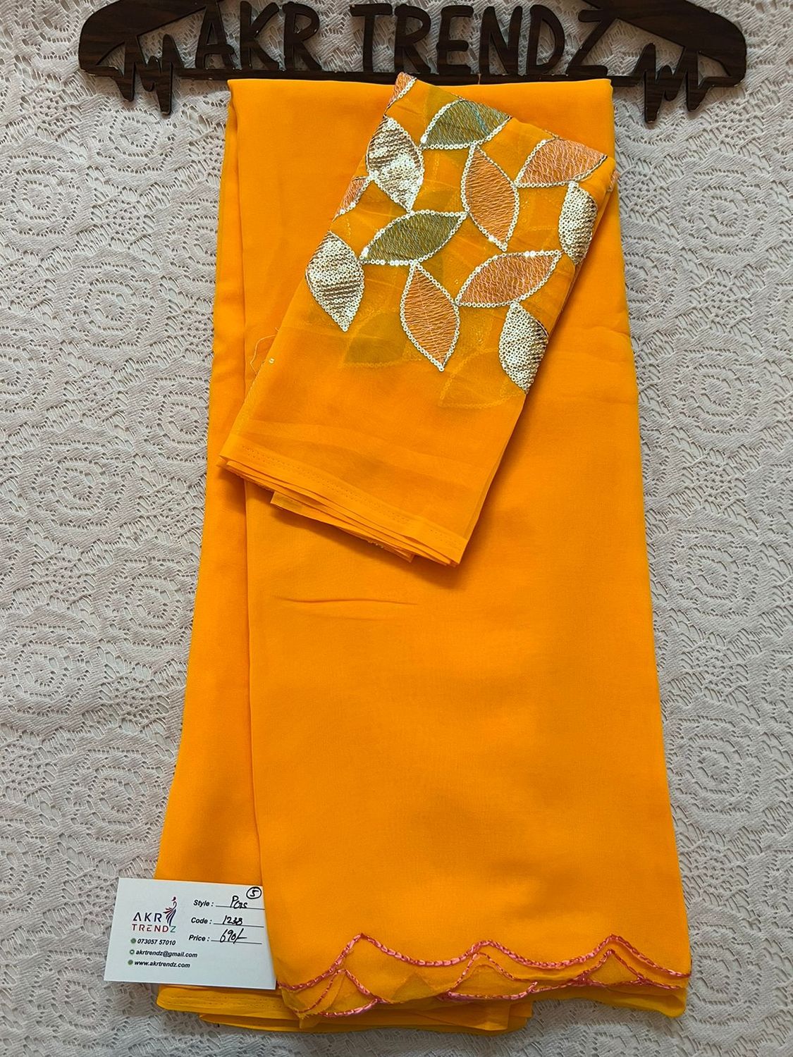 Plain Georgette Sarees with Embroidered Blouse