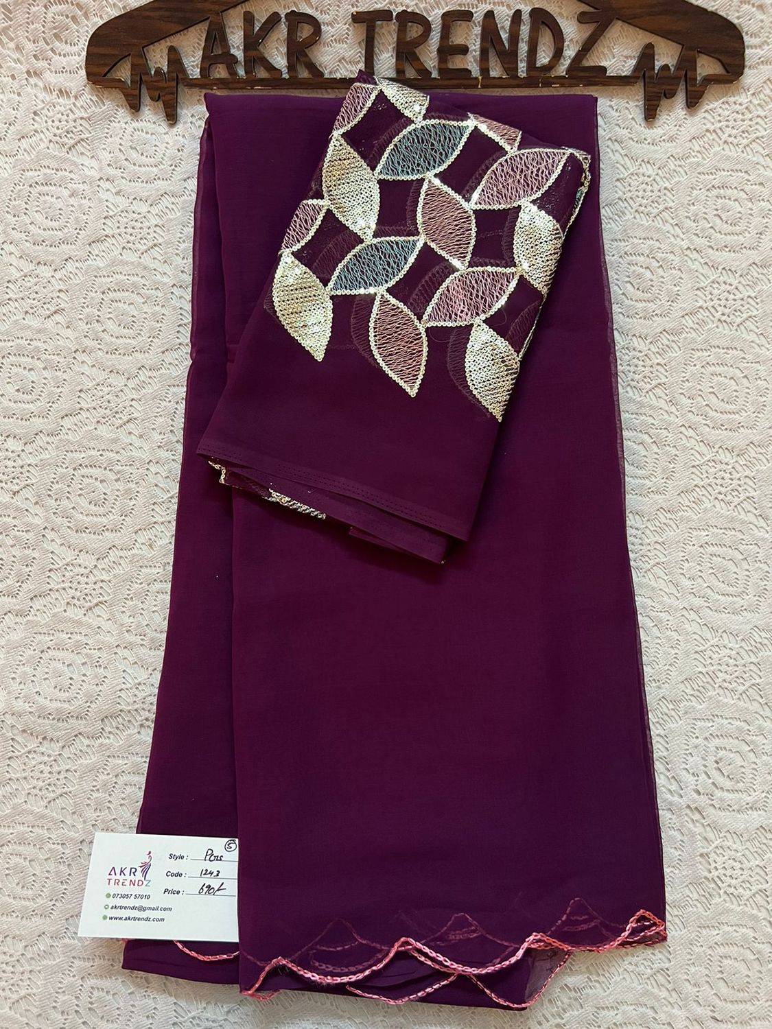 Plain Georgette Sarees with Embroidered Blouse
