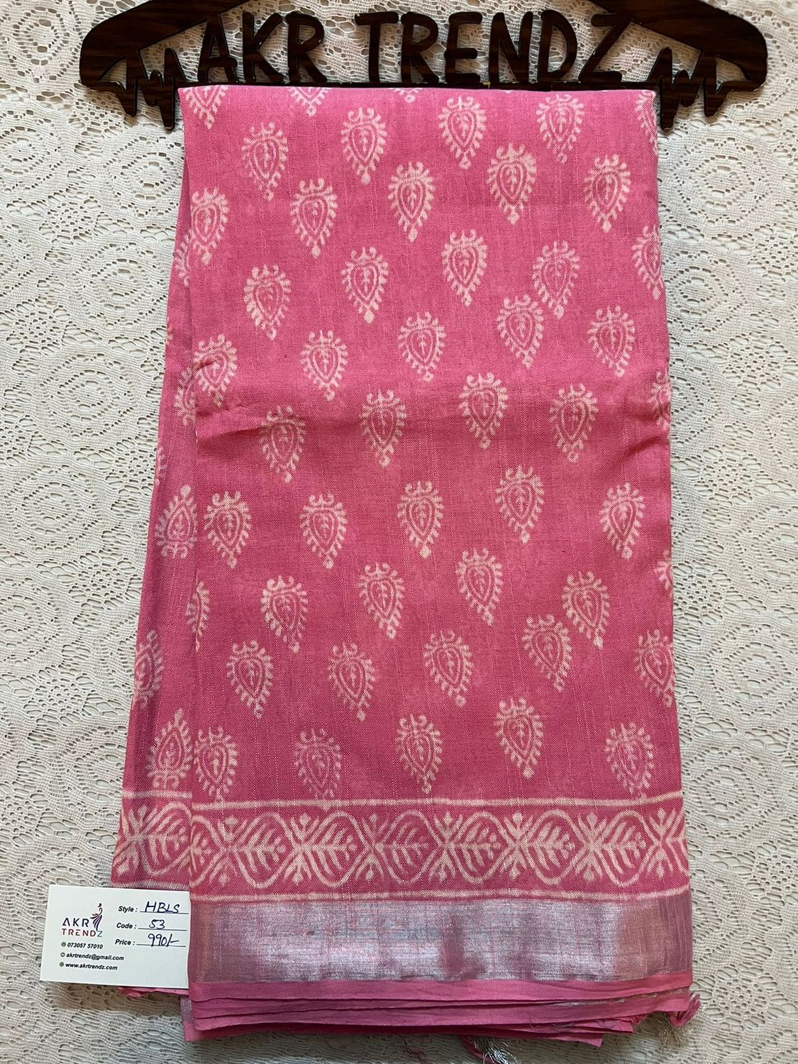 Hand Block Linen cotton sarees