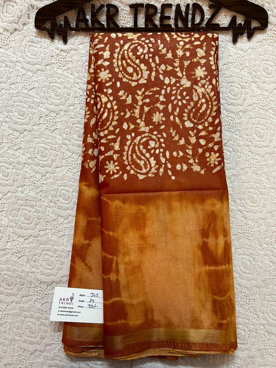 Batik print chanderi silk sarees