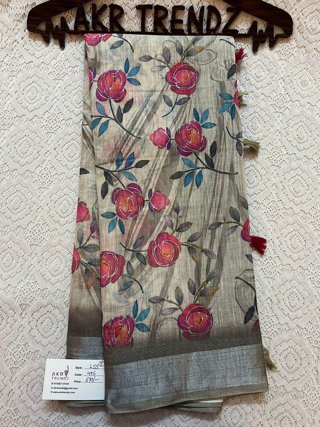 Digital print linen sarees