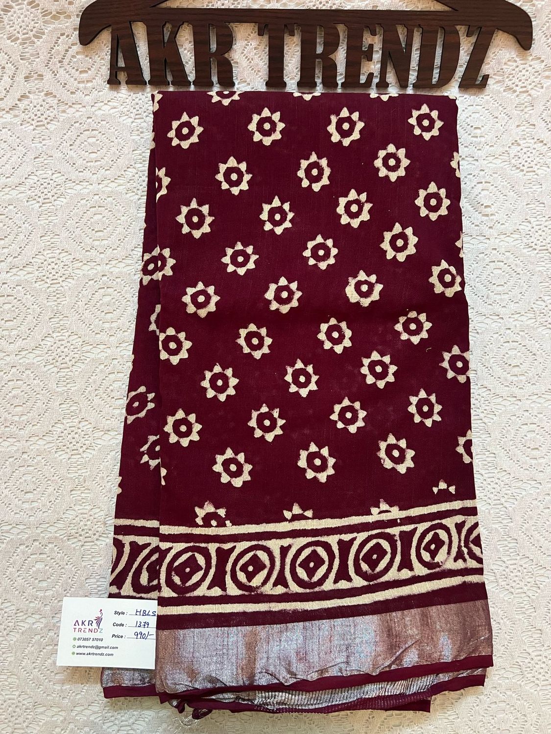 Hand Block Linen cotton sarees