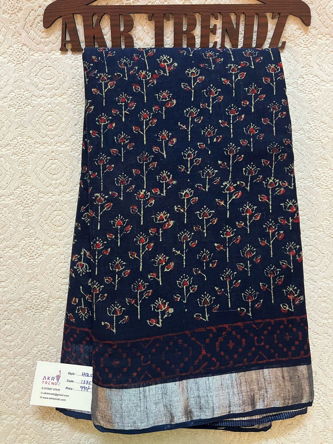 Hand Block Linen cotton sarees