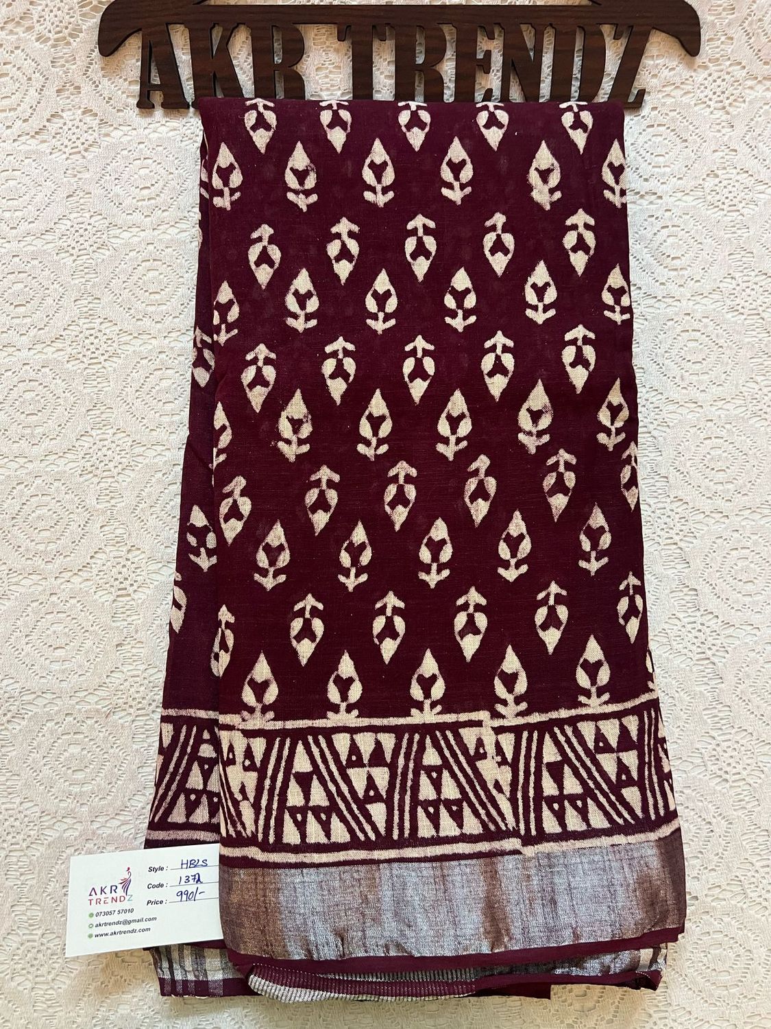 Hand Block Linen cotton sarees