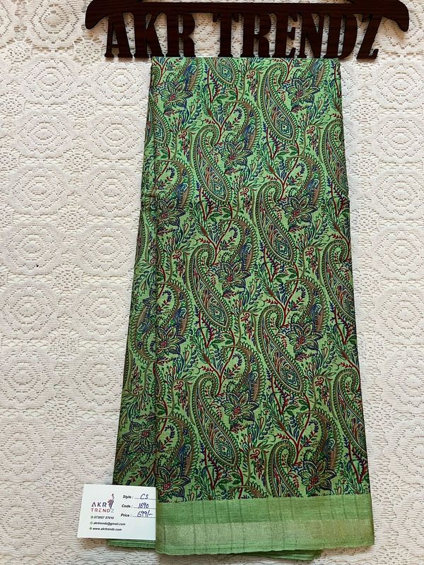 Thin border printed silk sarees​