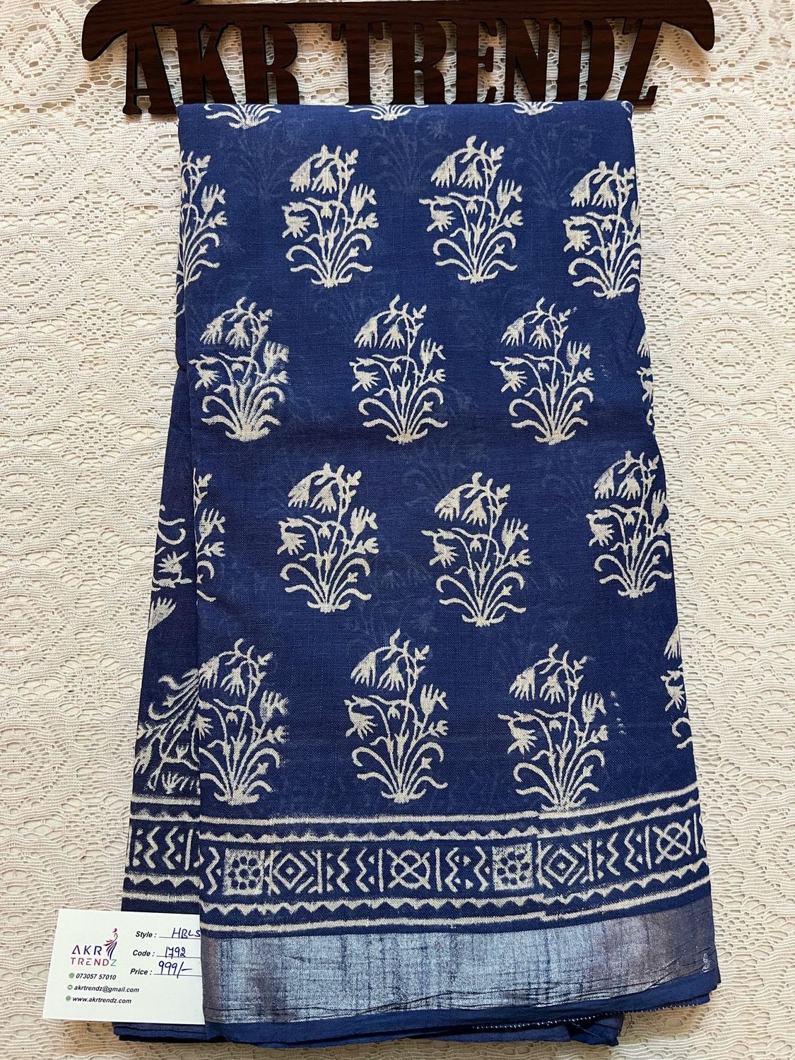 ​Hand Block Linen cotton sarees