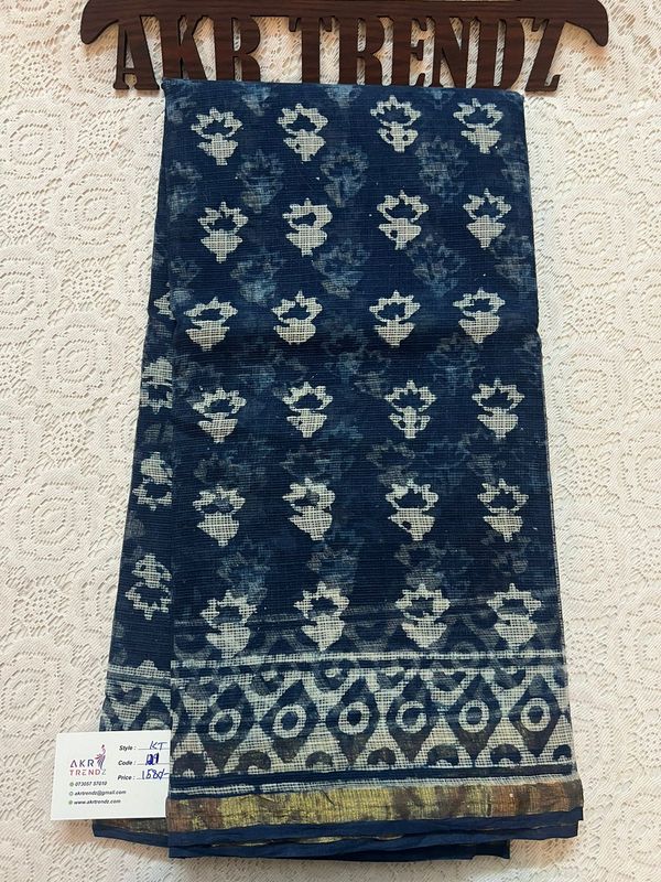 ​Hand block Kota Doria sarees