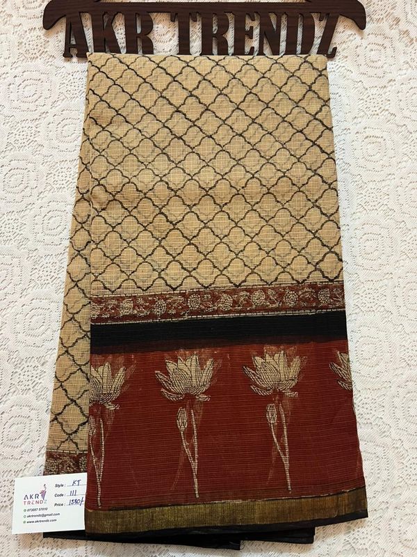 ​Hand block Kota Doria sarees