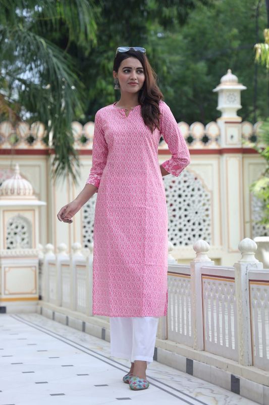 Handblock Cotton Long Kurti