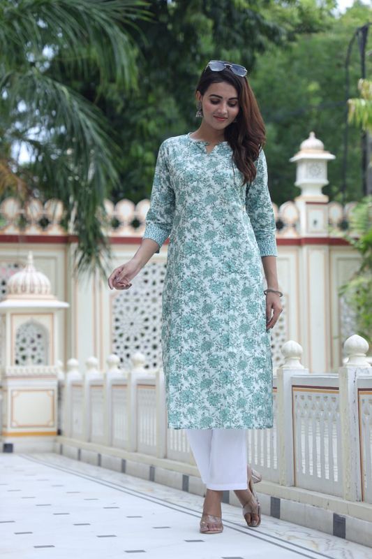 Handblock Cotton Long Kurti