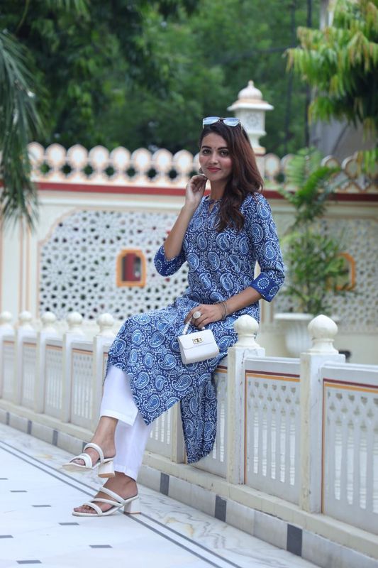 Handblock Cotton Long Kurti