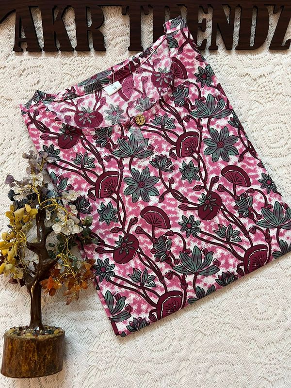 Handblock Cotton Long Kurti