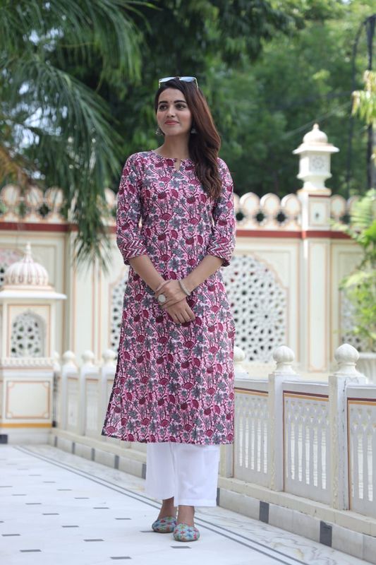 Handblock Cotton Long Kurti