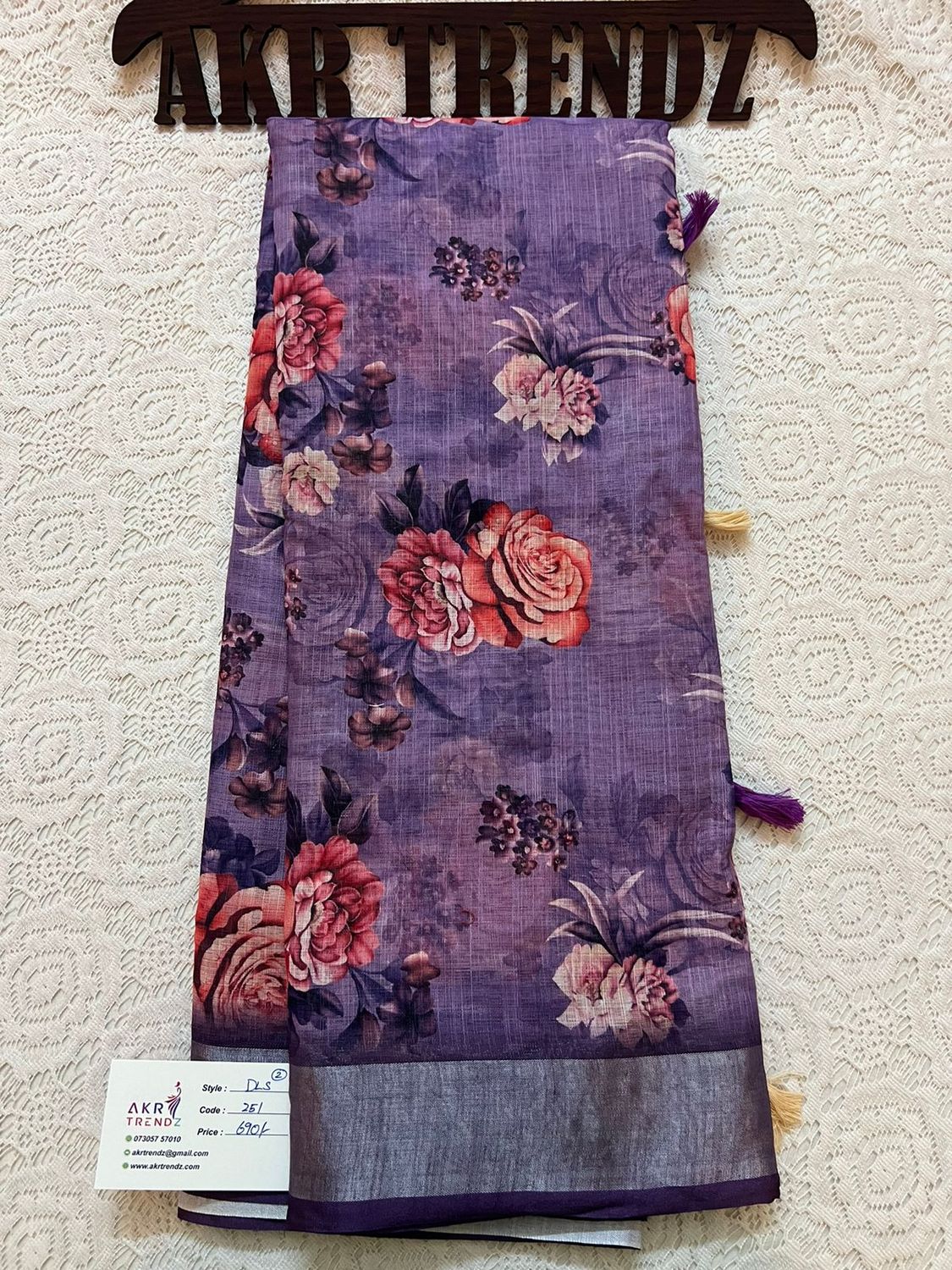 Digital print linen sarees