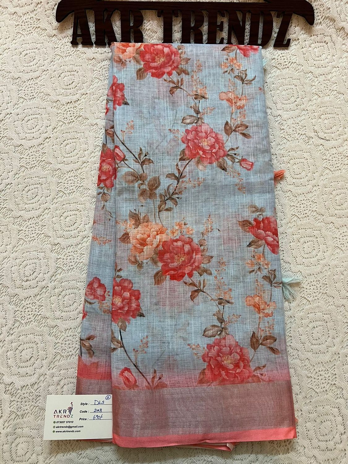 Digital print linen sarees