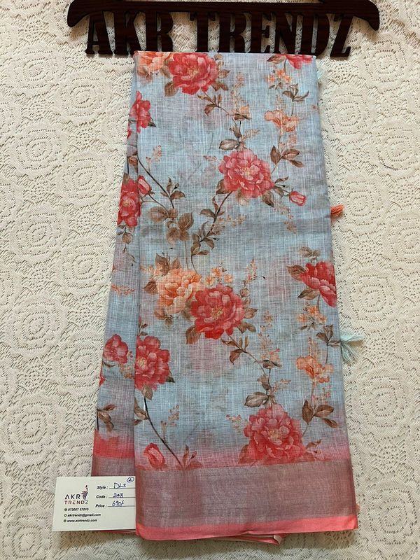 Digital print linen sarees