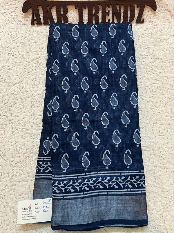 Digital print linen sarees