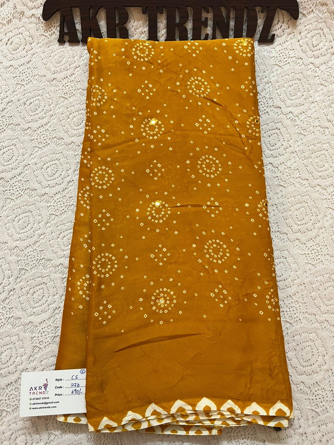 Bandhani print chiffon sarees​
