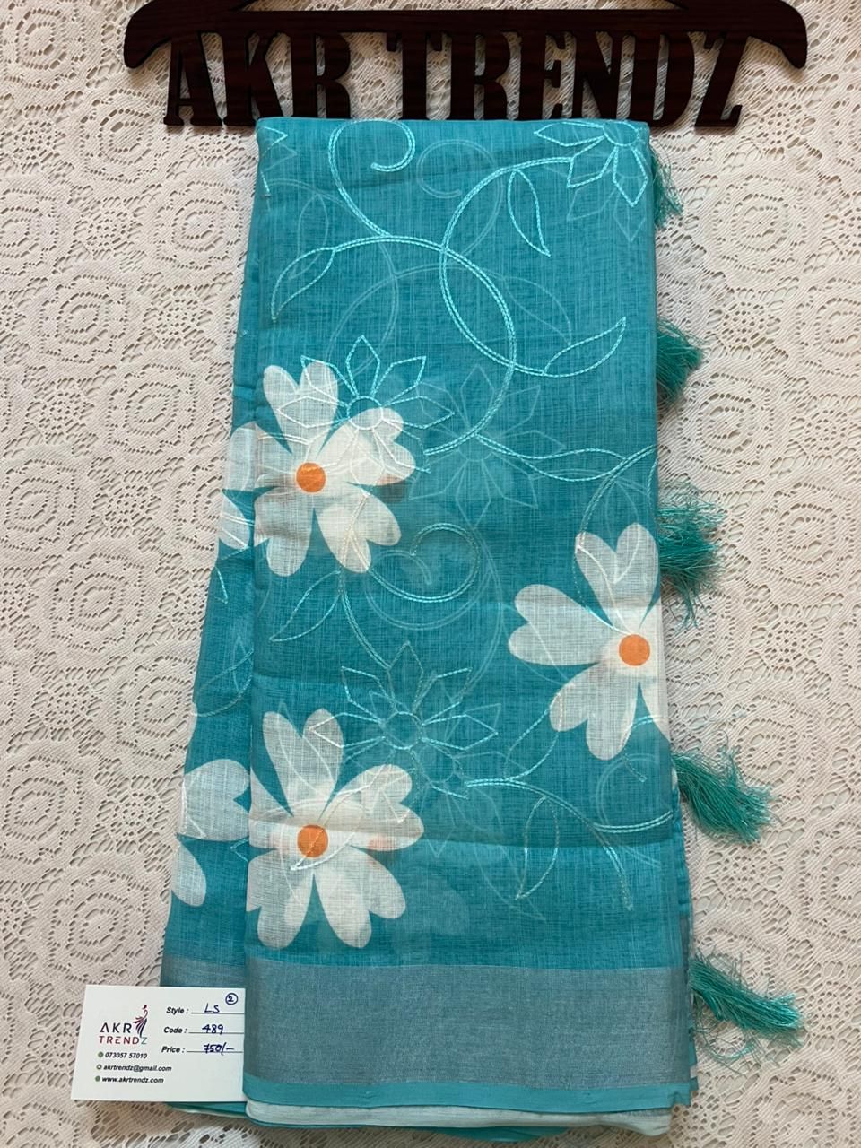 Embroidered Soft linen sarees​