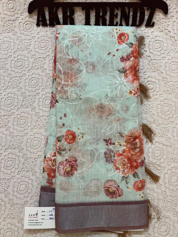 Embroidered Soft linen sarees​