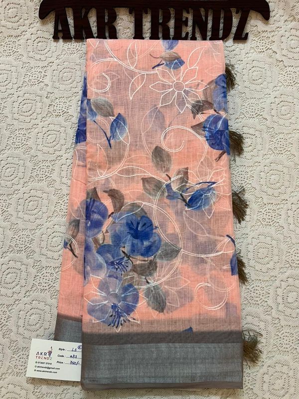 Embroidered Soft linen sarees​