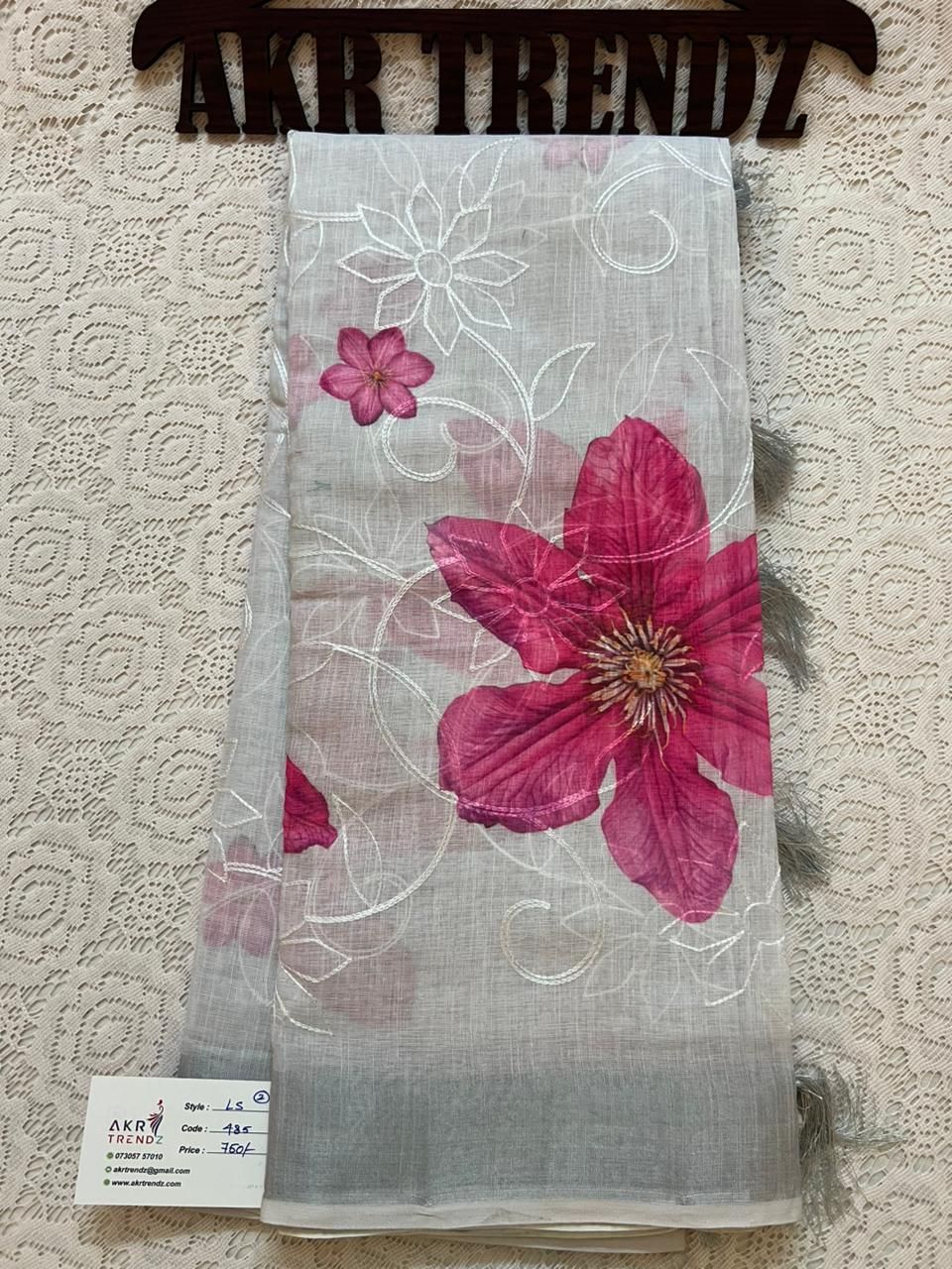 Embroidered Soft linen sarees​