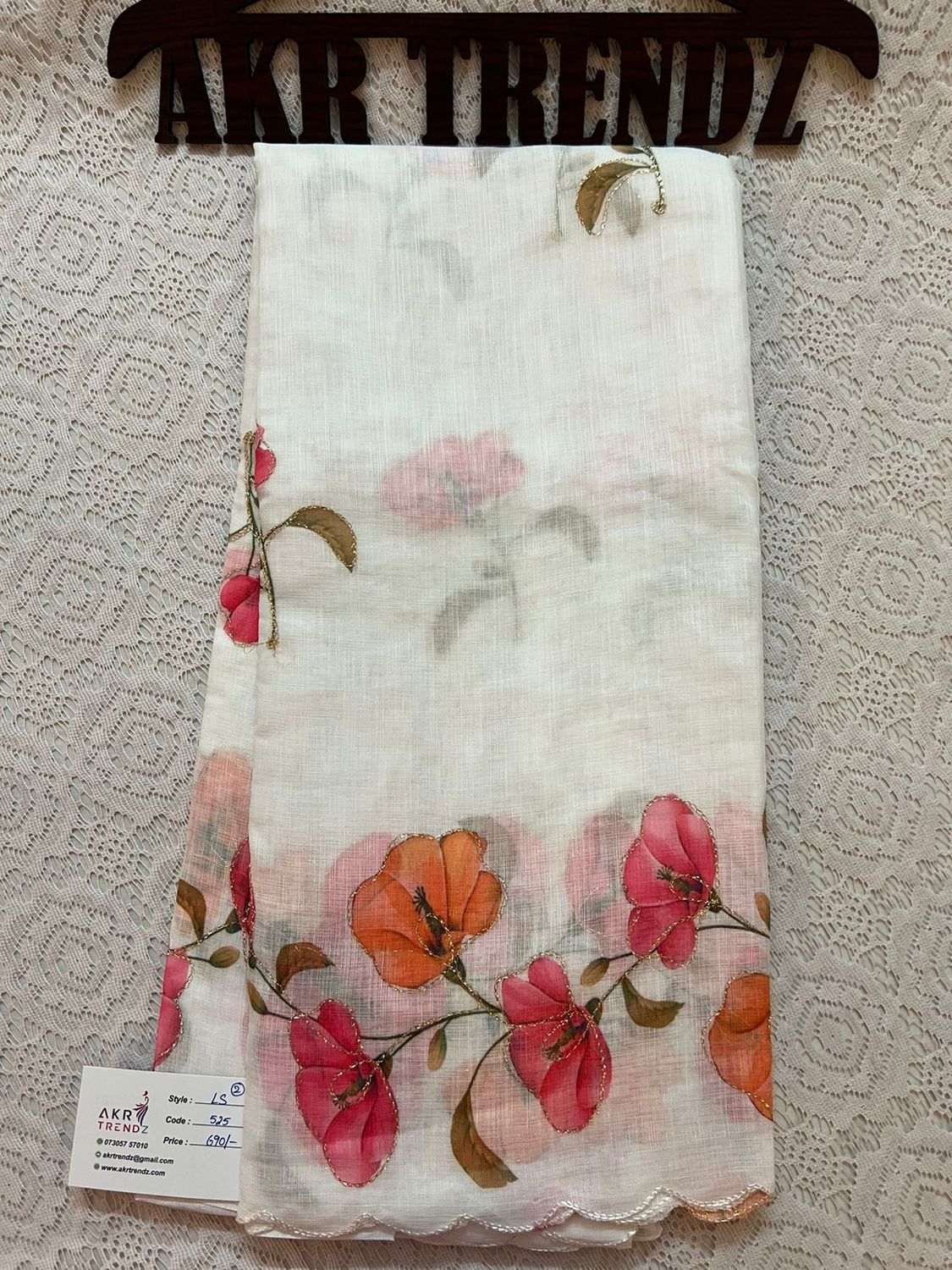 Embroidered Linen cotton Sarees​