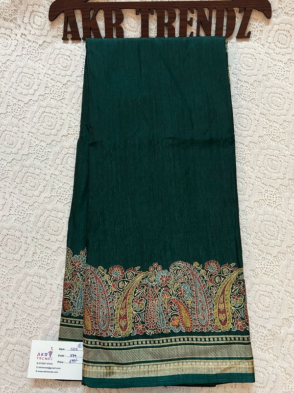 Thin border Printed Silk Sarees
