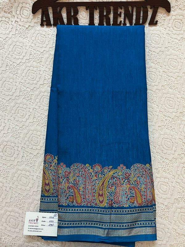 Thin border Printed Silk Sarees