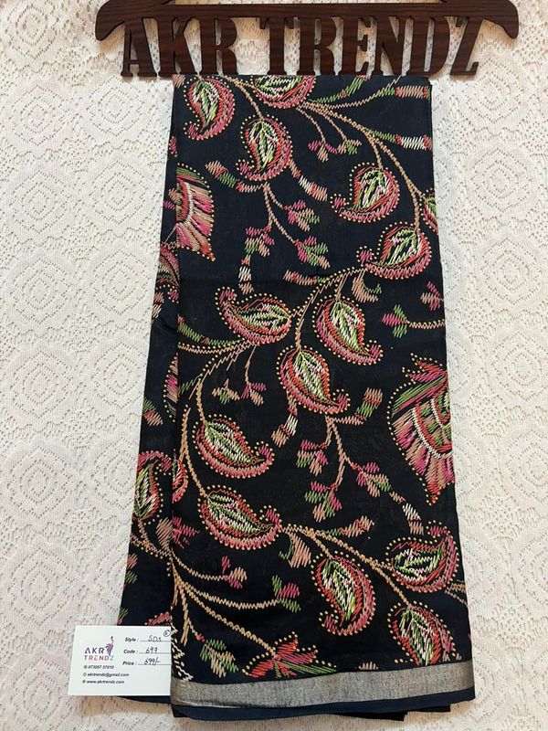 Thin Border printed silk sarees​