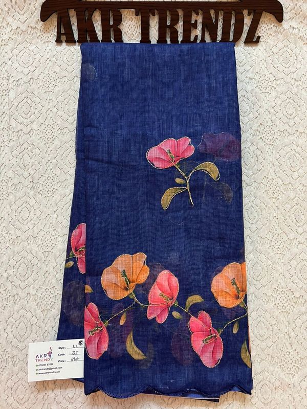 Embroidered Linen cotton Sarees