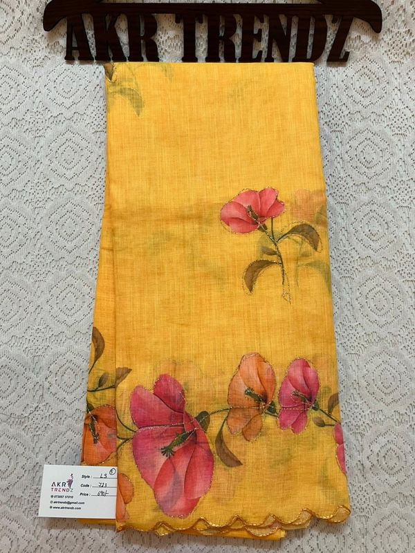 Embroidered Linen cotton Sarees