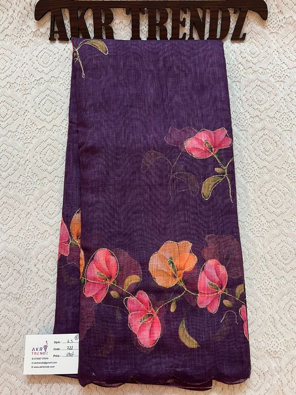 Embroidered Linen cotton Sarees