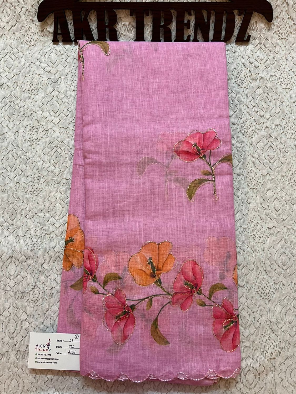 Embroidered Linen cotton Sarees