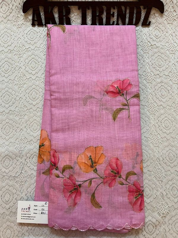 Embroidered Linen cotton Sarees