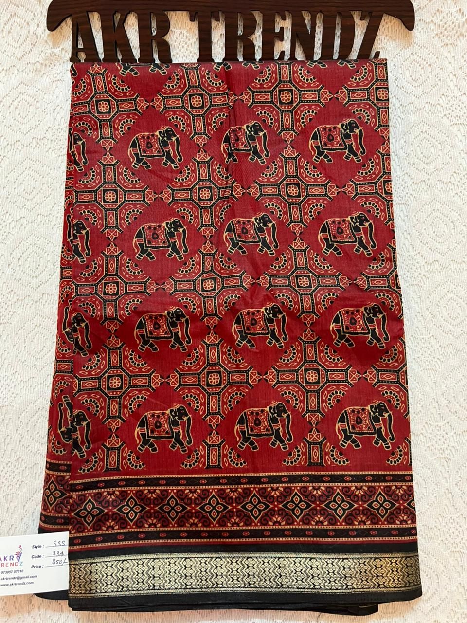 Ajrakh soft chanderi sarees​