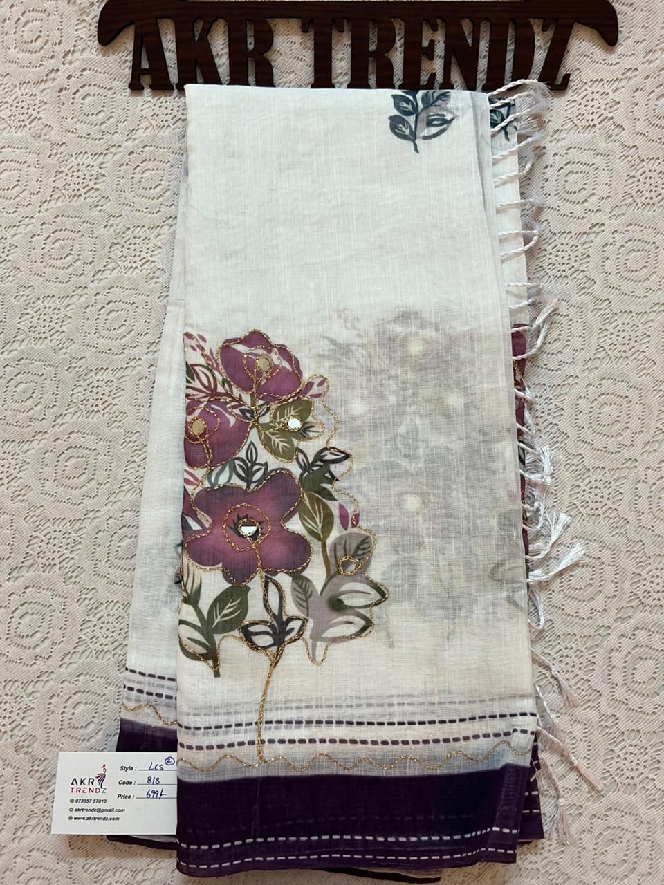 Embroidered linen cotton sarees​