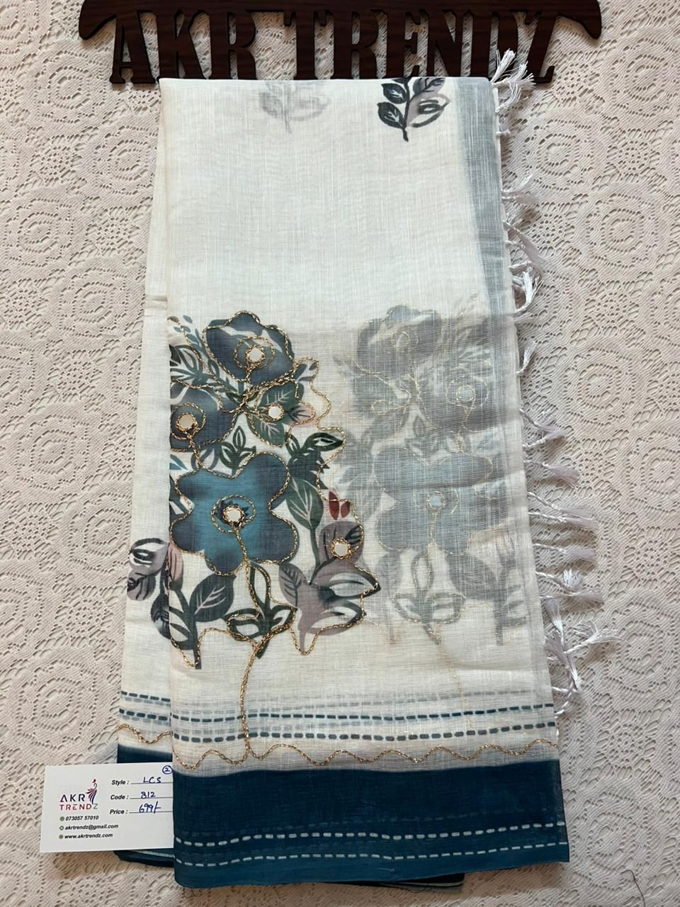 Embroidered linen cotton sarees​