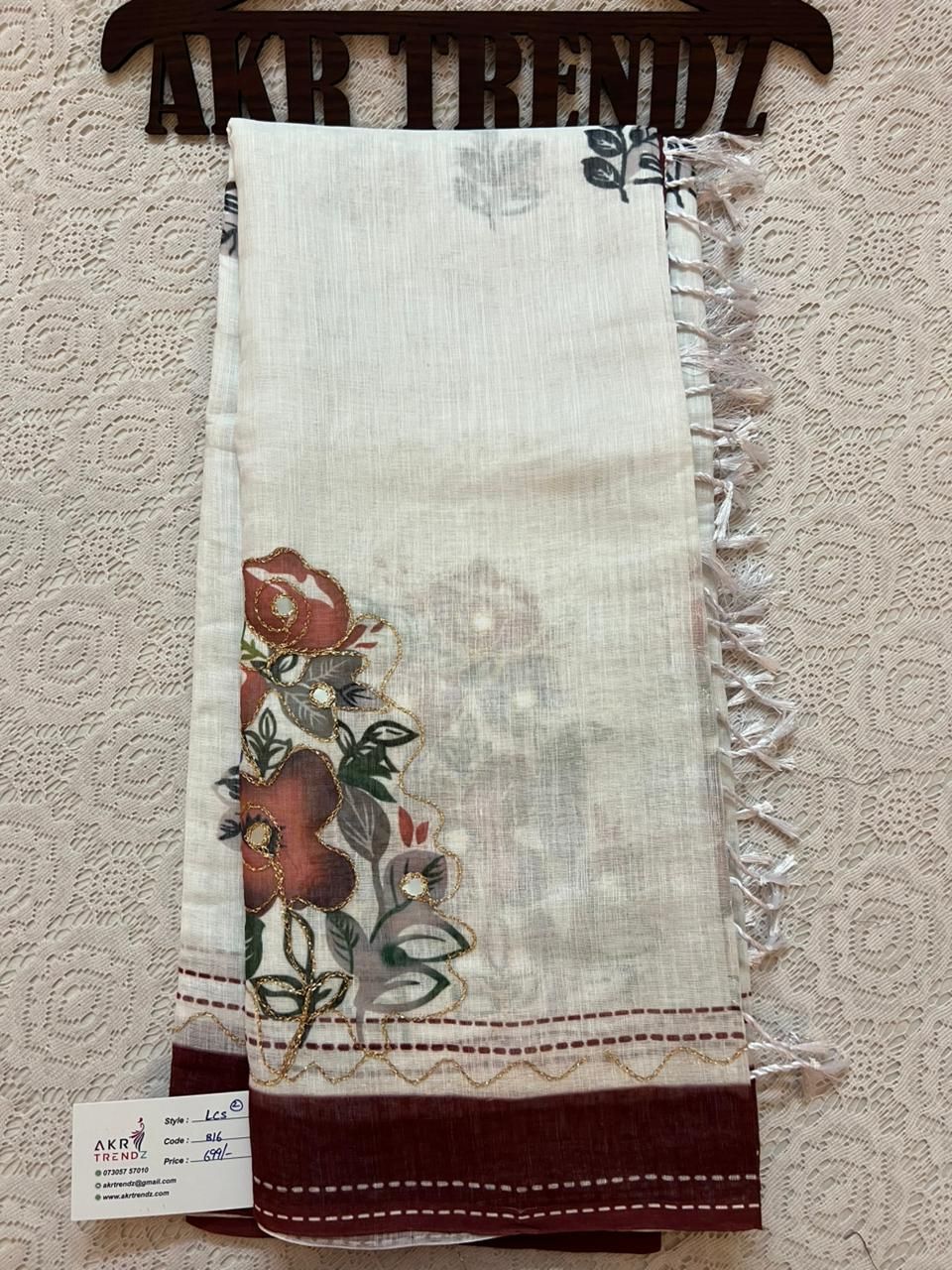 Embroidered linen cotton sarees​