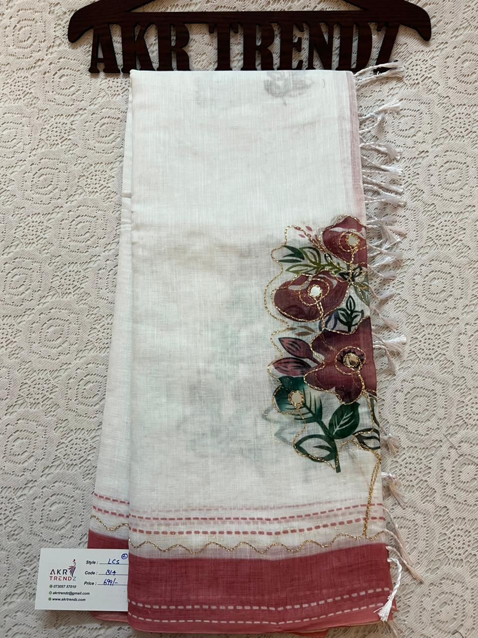 Embroidered linen cotton sarees​