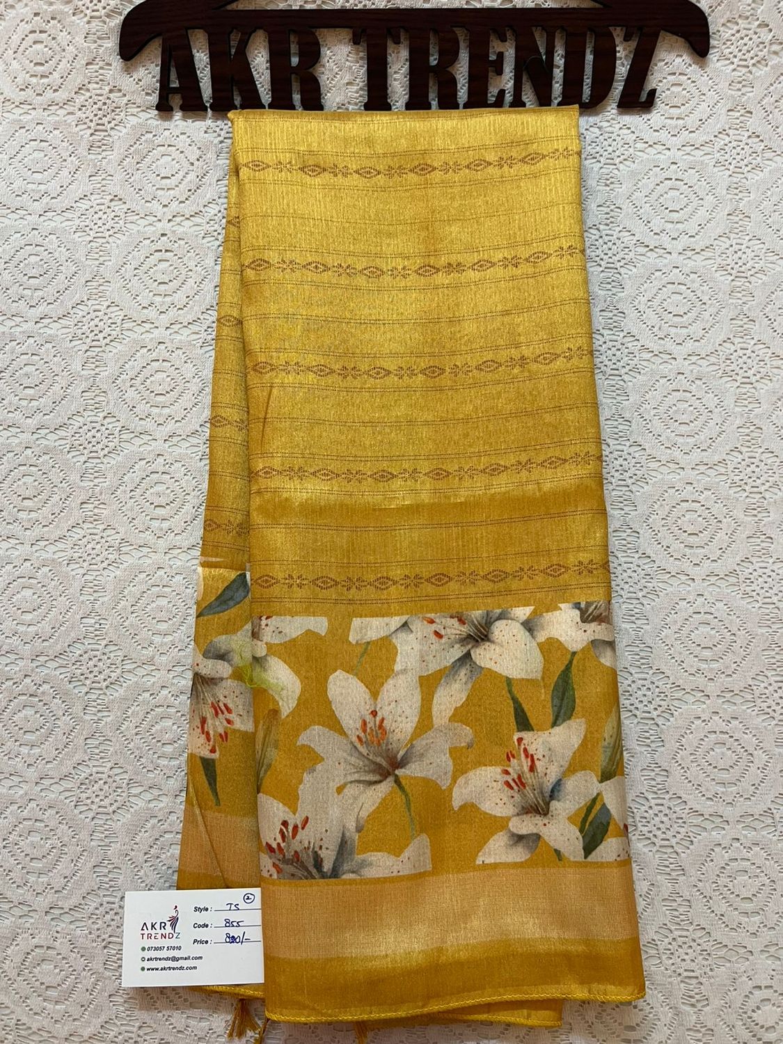 Floral Tussar silk sarees