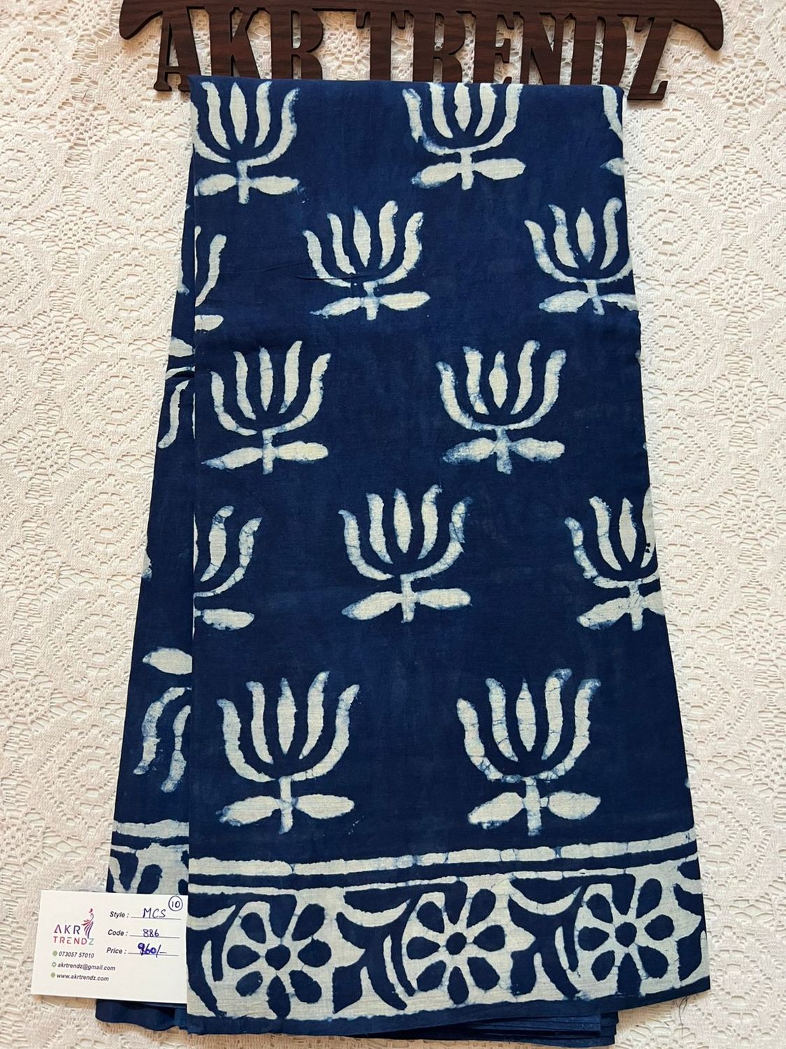 Hand block mul cotton sarees