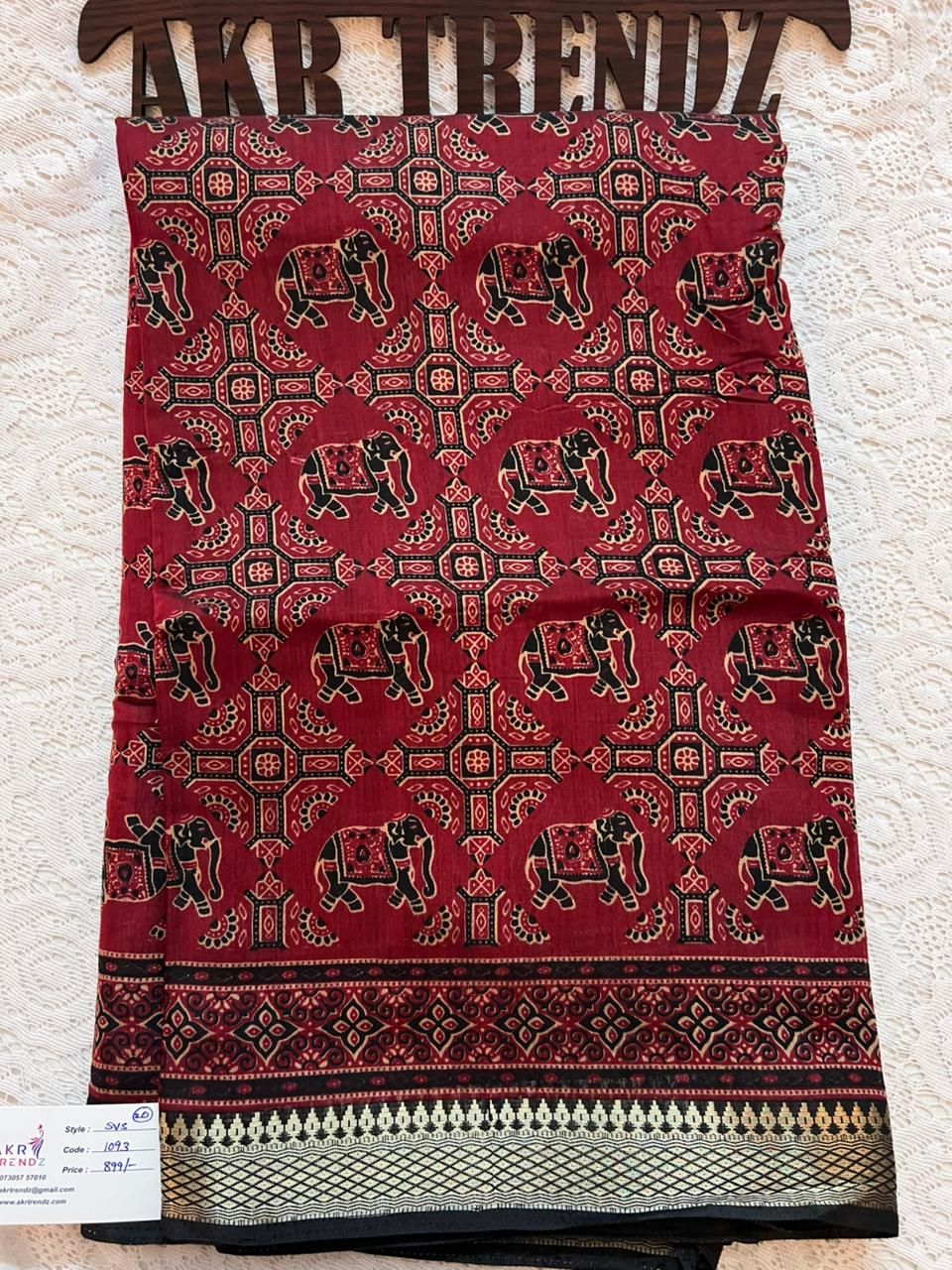 Ajrakh print Chanderi silk sarees​