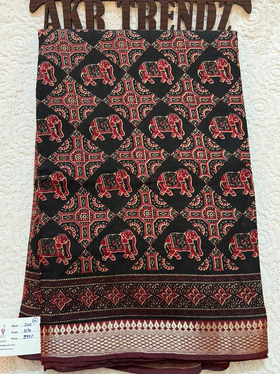 Ajrakh print Chanderi silk sarees​