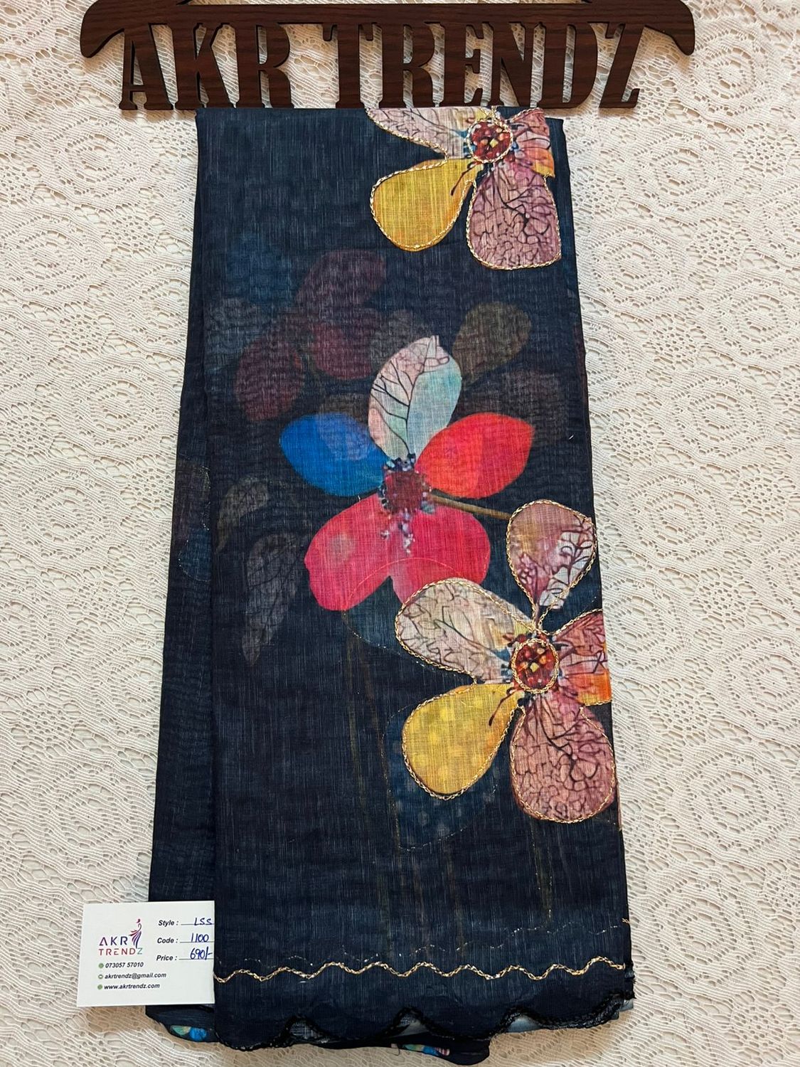 Embroidered Linen cotton Sarees