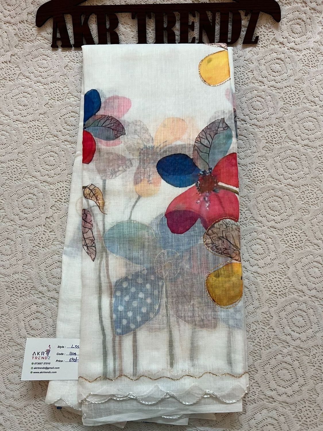 Embroidered Linen cotton Sarees