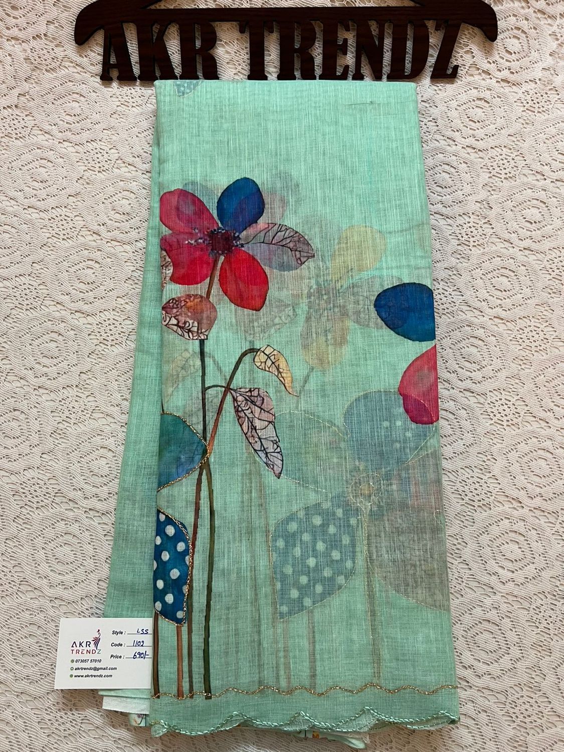 Embroidered Linen cotton Sarees