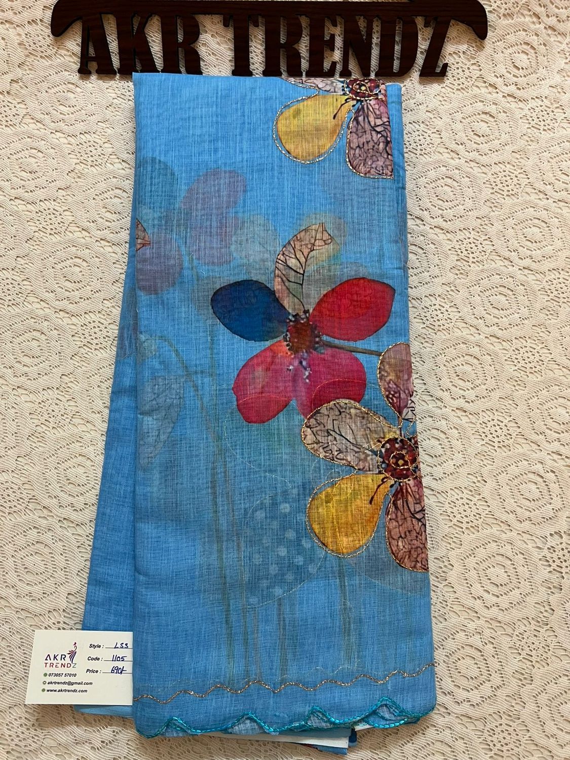 Embroidered Linen cotton Sarees