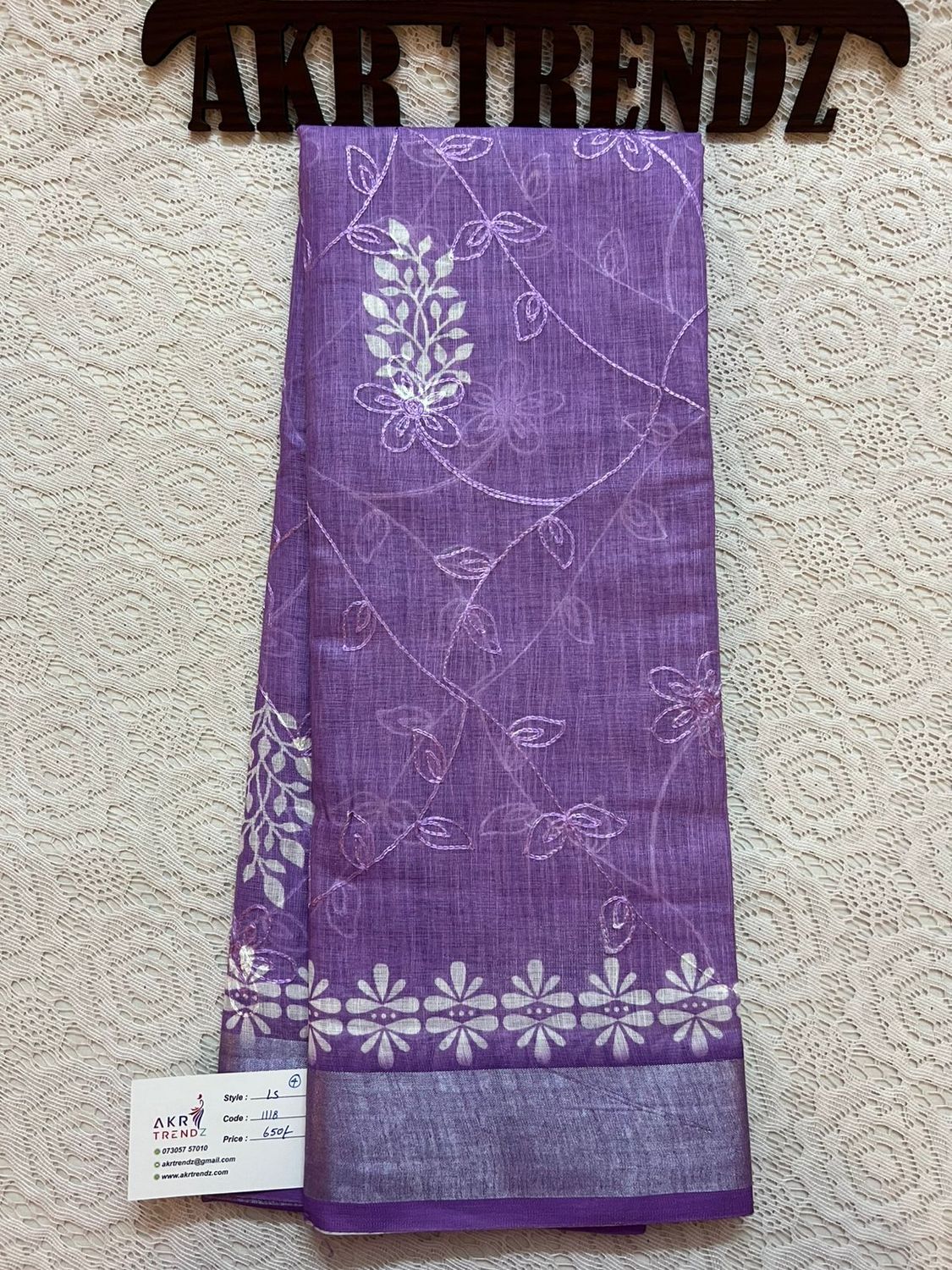 Embroidered linen cotton sarees​